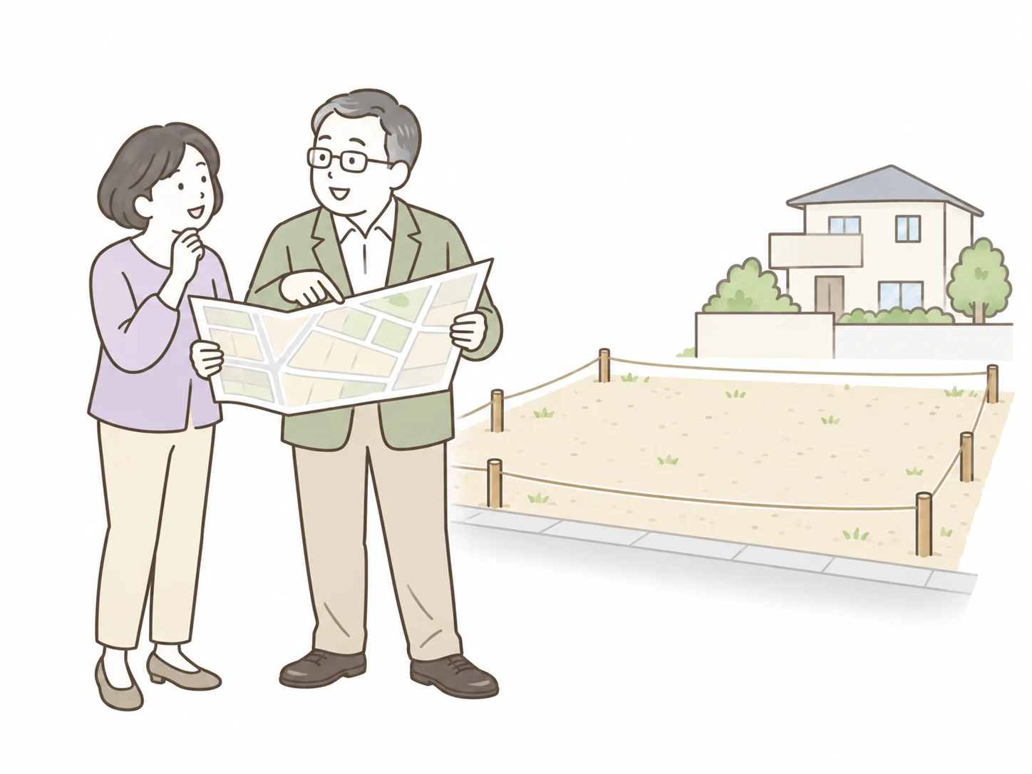 資料を見て検討するイラスト