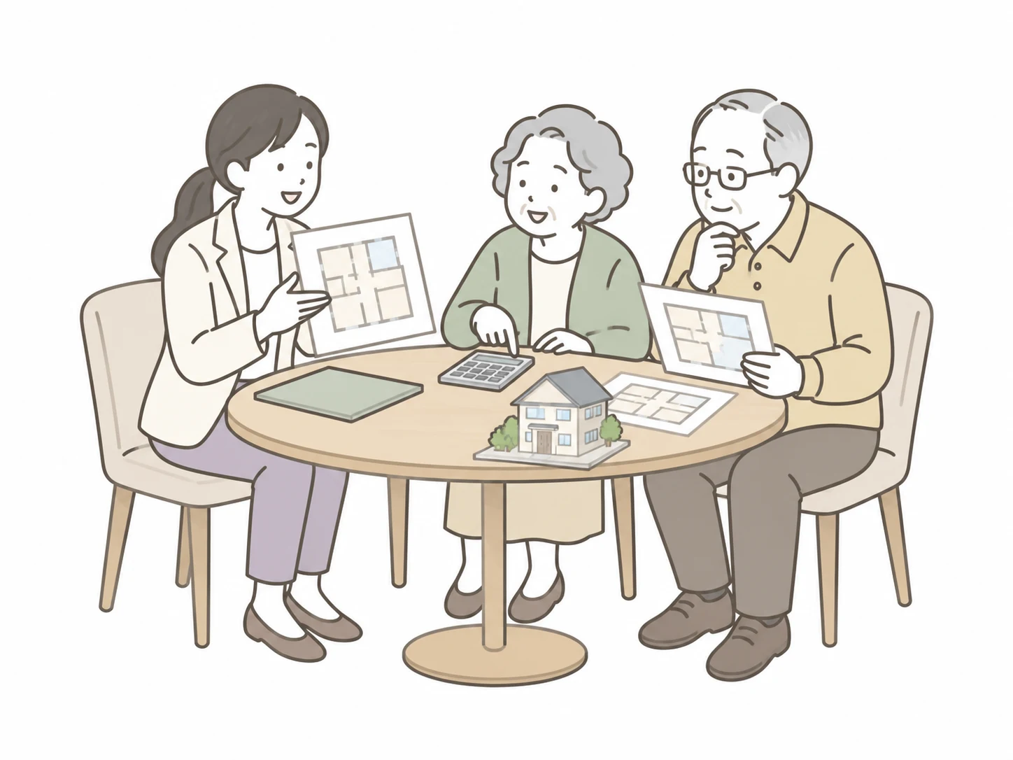建物について一緒に確認するイラスト