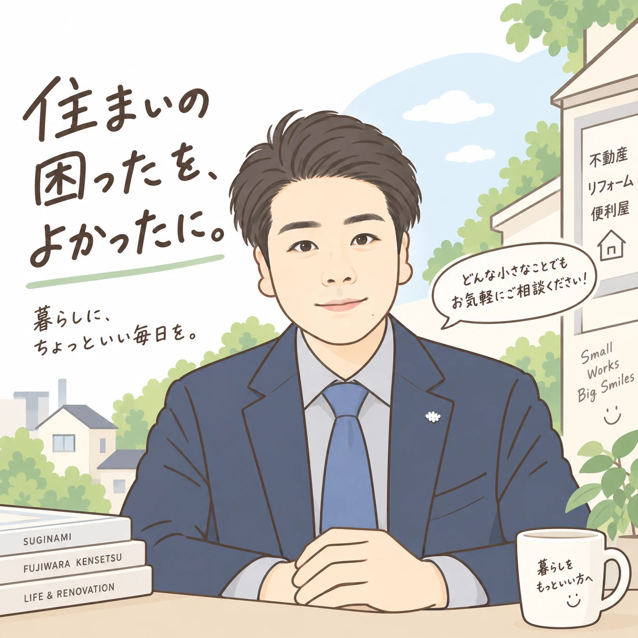 相談窓口・代表の多田健人の似顔絵